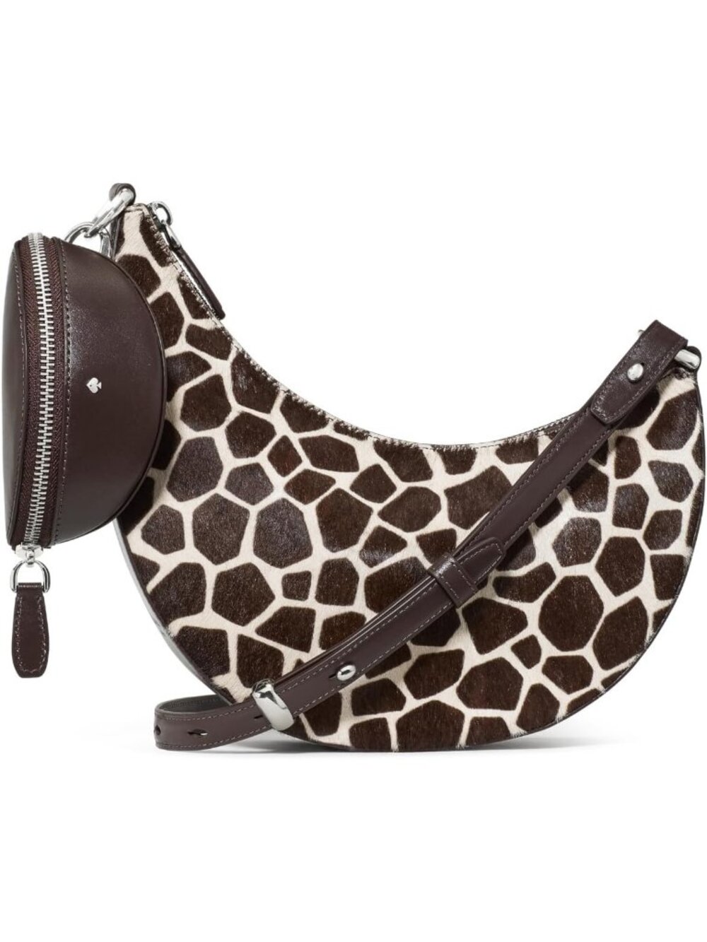 Women Giraffe Haircalf Leather Duo Crossbody Bag Adjustable Strap Shoulder Purse